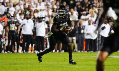 Aug 29, 2024; Boulder, Colorado, USA; Colorado Buffaloes quarterback Shedeur Sanders (2) during the fourth quarter against the North Dakota State Bison at Folsom Field.