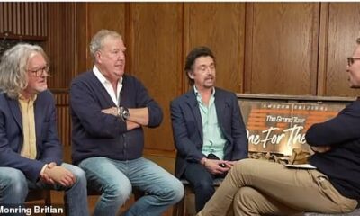 Jeremy Clarkson gave a telling answer to a question about his struggling pub, The Farmer's Dog, when he appeared on Good Morning Britain on Friday (Pictured L to R: James May, Jeremy, Richard Hammond and Richard Arnold)