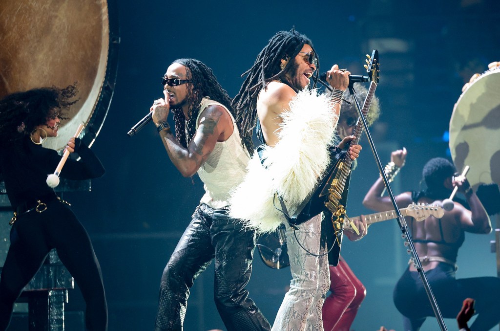 Lenny Kravitz Performs 'Human' and 'Fly Away' With Quavo at 2024 VMAs