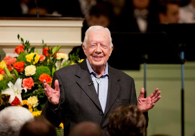 Mr Carter teaching Sunday School at a church in his hometown of Plains 