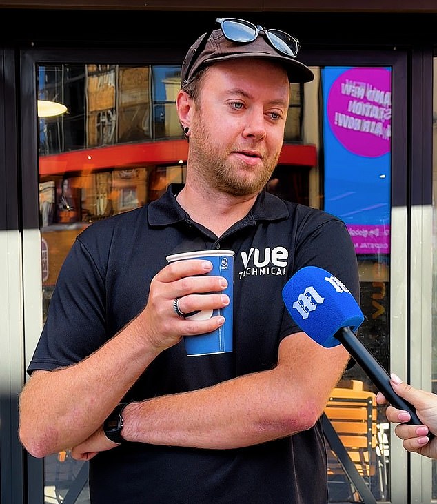 Vue projectionist Joel (Pictured) revealed the audience was full of 'groans and gasps' as many turned away during the recent premier of Terrifier 3