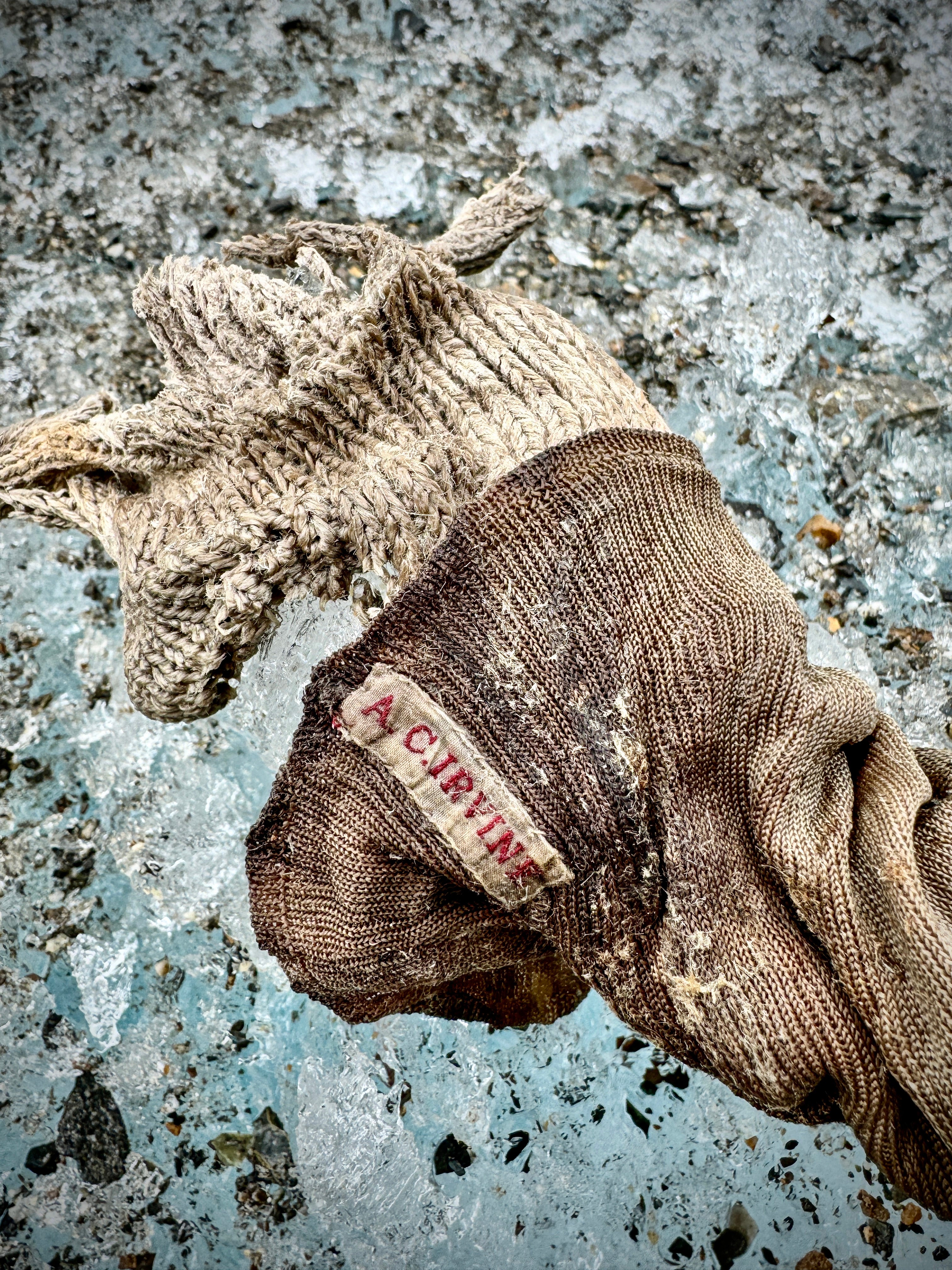 The sock embroidered with “A.C. Irvine” was found, alongside a boot