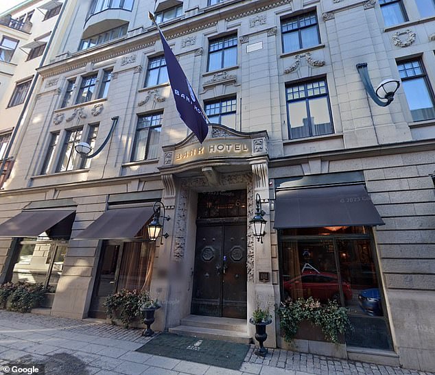 Swedish newspaper Aftonbladet reports that police are investigating a rape at the central Stockholm Bank Hotel (pictured) where Mbappe was staying, which allegedly happened Thursday night