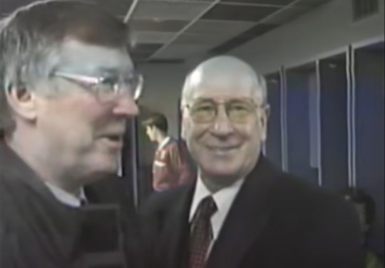 Sir Bobby Charlton inside Manchester United's dressing room after their Champions League semi-final win against Juventus in 1999