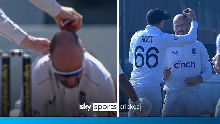 Joe Root shines ball on Jack Leach's head