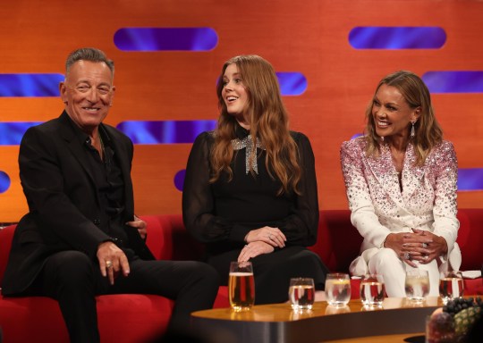 Bruce Springsteen, Amy Adams, and Vanessa Williams during the filming for the Graham Norton Show at BBC Studioworks 6 Television Centre