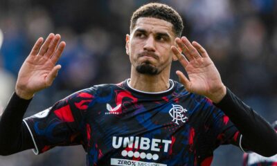 Rangers' Leon Balogun apologises to the fans at full time.