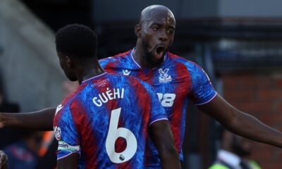 Jean-Philippe Mateta celebrates after putting Crystal Palace in front against Spurs