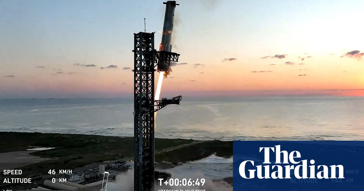 SpaceX launches Starship rocket and catches booster in giant metal arms | SpaceX