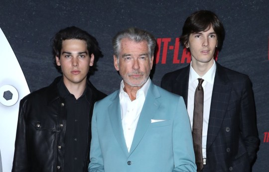 Paris Brosnan, Pierce Brosnan and Dylan Brosnan on the red carpet 