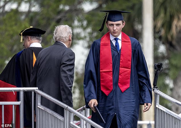 Barron finished high school at Oxbridge Academy in Palm Beach, Florida, after Trump finished his term in office in 2021, and now, back at home as a freshman at New York University's Stern School of Business