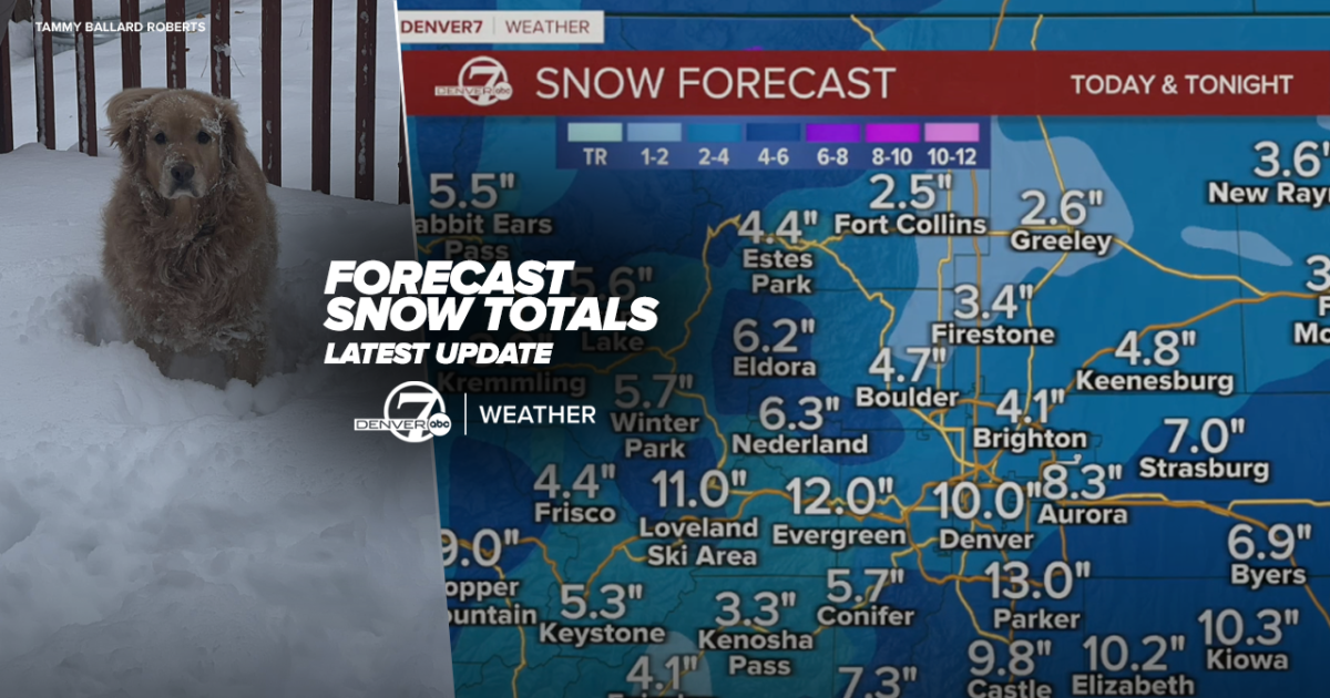 Latest forecast snow totals for Denver through Saturday