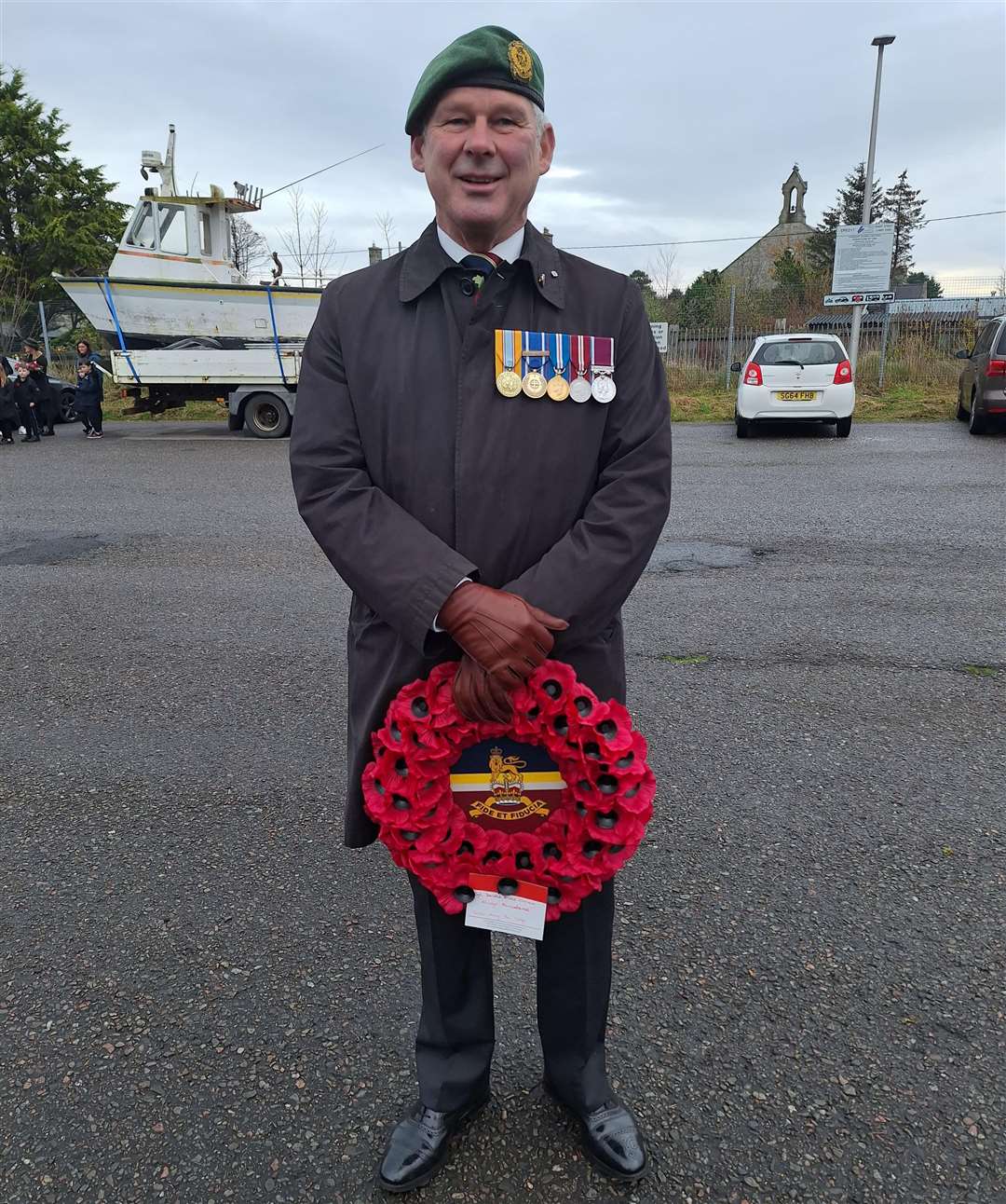 Culrain resident Graham Charge laid a wreath on behalf of his regiment the Royal Army Pay Corps and in memory of Sgt Donald Kinnear who served in the same regiment and whose name was added to Clyne War Memorial after he was killed during the 1991 Gulf War. His mother, Olive Kinnear, who lives in Brora, was presented with the Elizabeth Cross, awarded to the next of kin of UK Armed Forces personnel killed in action after World War II.