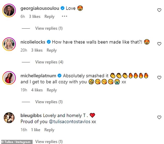 Tulisa's friends and followers took to the comment section to praise the makeover. Former TOWIE star Georgia Kousoulou wrote: 'Love'