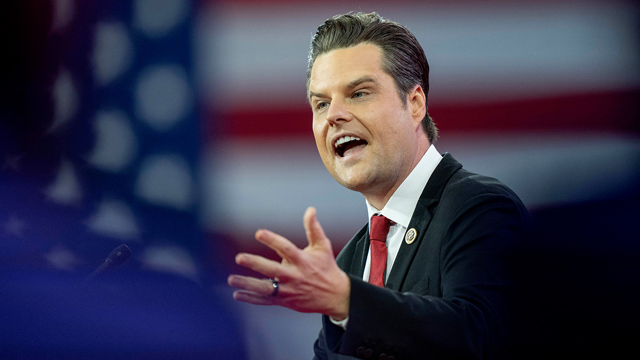 Rep. Matt Gaetz, R-Fla., speaks during the Conservative Political Action Conference, CPAC 2024, at the National Harbor, in Oxon Hill, Md., Feb. 23, 2024.