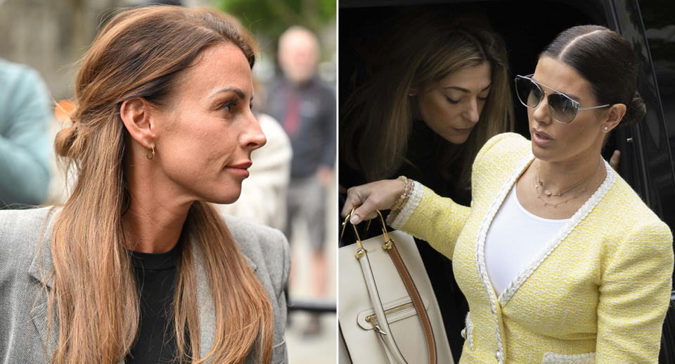 Coleen Rooney and Rebekah Vardy at the Wagatha Christie trial. (Getty)