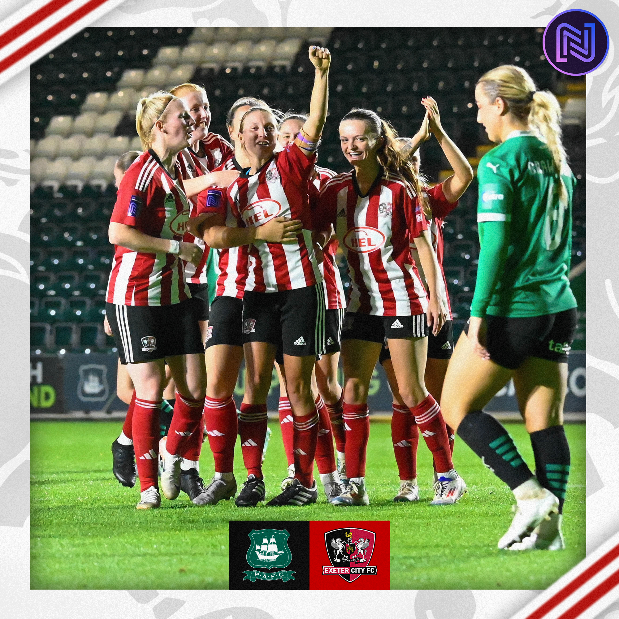 The City team celebrating Emily Toogood's third goal.