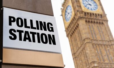 Polling station sign in front of Westminster. Pic: iStock