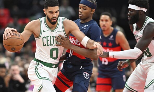 Brown scores 31 points to help the Celtics outlast the Wizards 108-96 for a key NBA Cup victory