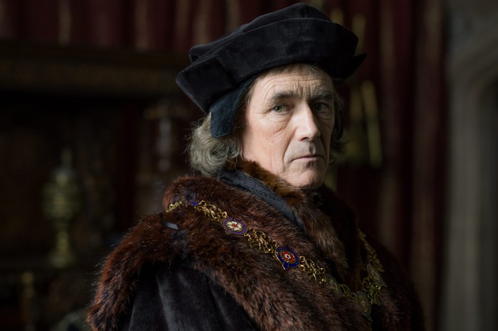 Mark Rylance in costume as Thomas Cromwell for Wolf Hall The Mirror and the Light.