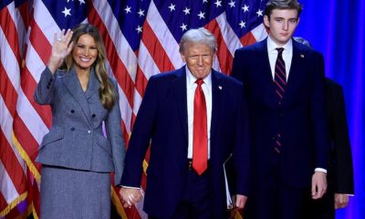 Barron Trump is all grown up - and these photos prove just how much the 18-year-old has matured in just a few short years, as he's seen on stage last night with his parents Donald and Melania