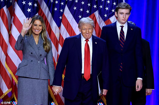 Barron Trump is all grown up - and these photos prove just how much the 18-year-old has matured in just a few short years, as he's seen on stage last night with his parents Donald and Melania