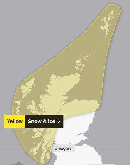 The area covered by the new yellow warning. Picture: Met Office.