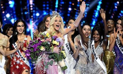 A thrilled Victoria Kjaer Theilvig, Miss Denmark, reacts to being newly crowned Miss Universe 2024 amid other contestants at the 73rd edition of the Miss Universe pageant in Mexico City on Nov. 16, 2024.