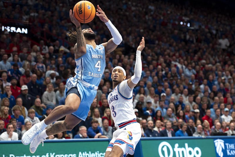 No. 9 UNC men's basketball falls short of a comeback against No. 1 Kansas, 92-89, at Allen Fieldhouse -