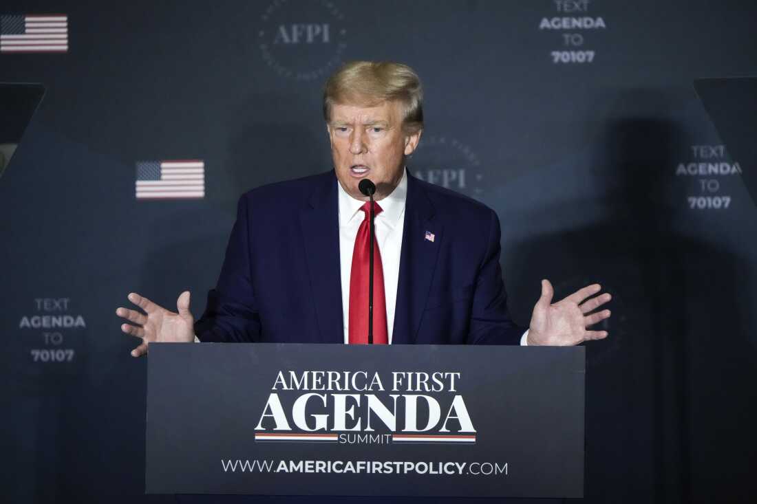 President-elect Donald Trump speaks during the America First Agenda Summit in Washington, D.C., on July 26, 2022.