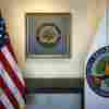 Flags decorate a space at the Education Department in Washington.