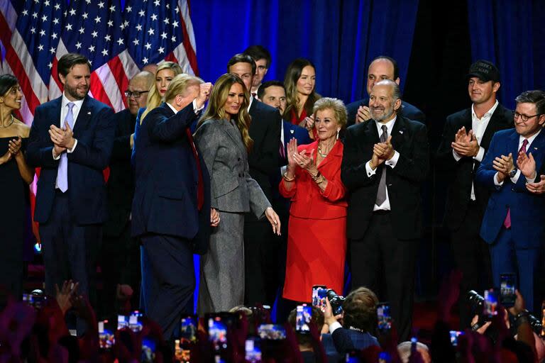 El presidente electo Donald Trump anoche, en el Centro de Convenciones de West Palm Beach