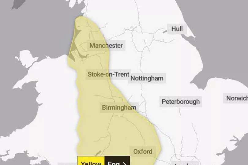 Yellow fog warning in place over Greater Manchester