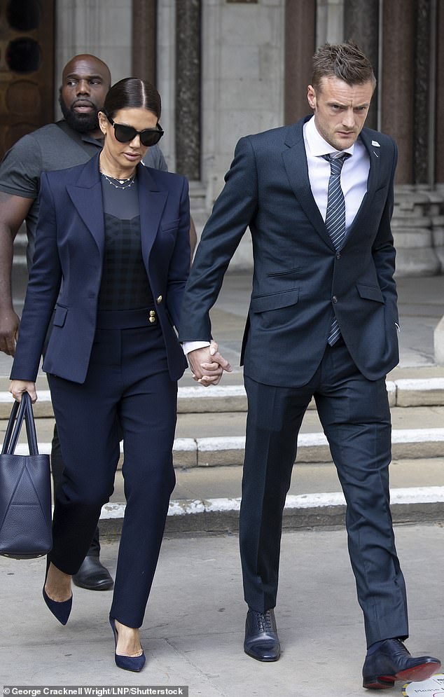 Rebekah Vardy and her husband Jamie Vardy depart the Royal Courts of Justice, May 2022