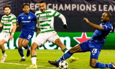 Celtic's Adam Idah was denied by a last-ditch challenge