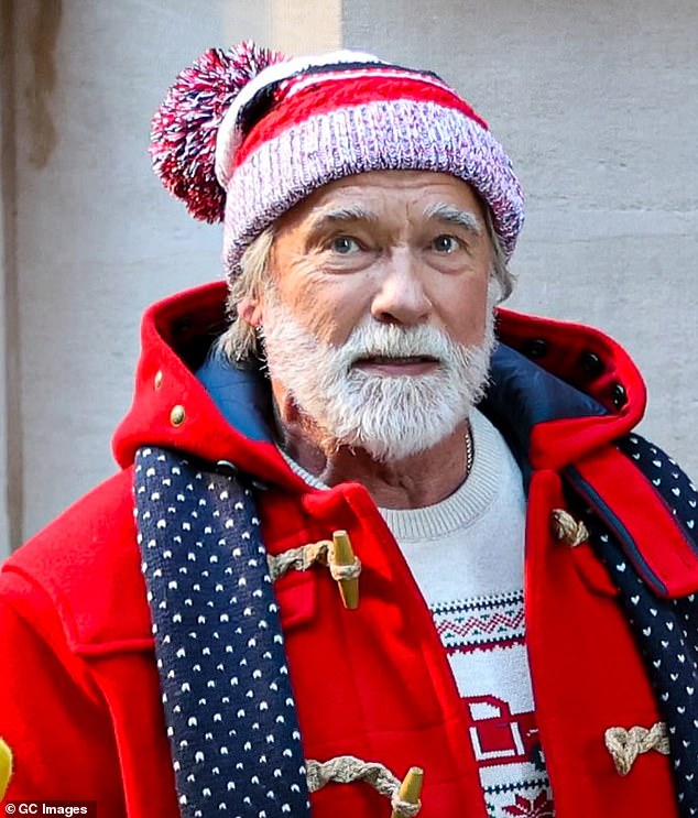 Later, he bundled up in a long red coat that seemed perfectly suited for Kris Kringle to wear as he spread holiday cheer all over Manhattan