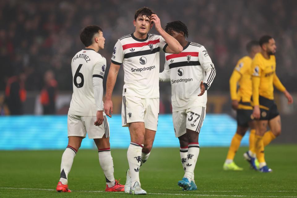 Harry Maguire in action during the first half (Getty Images)