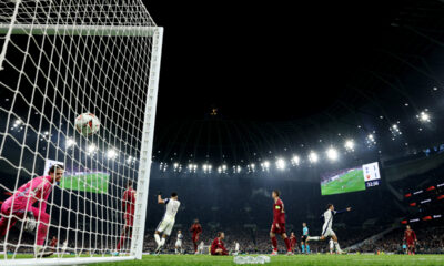 LONDON, ENGLAND - NOVEMBER 28: Brennan Johnson of Tottenham Hotspur celebrates scoring his team