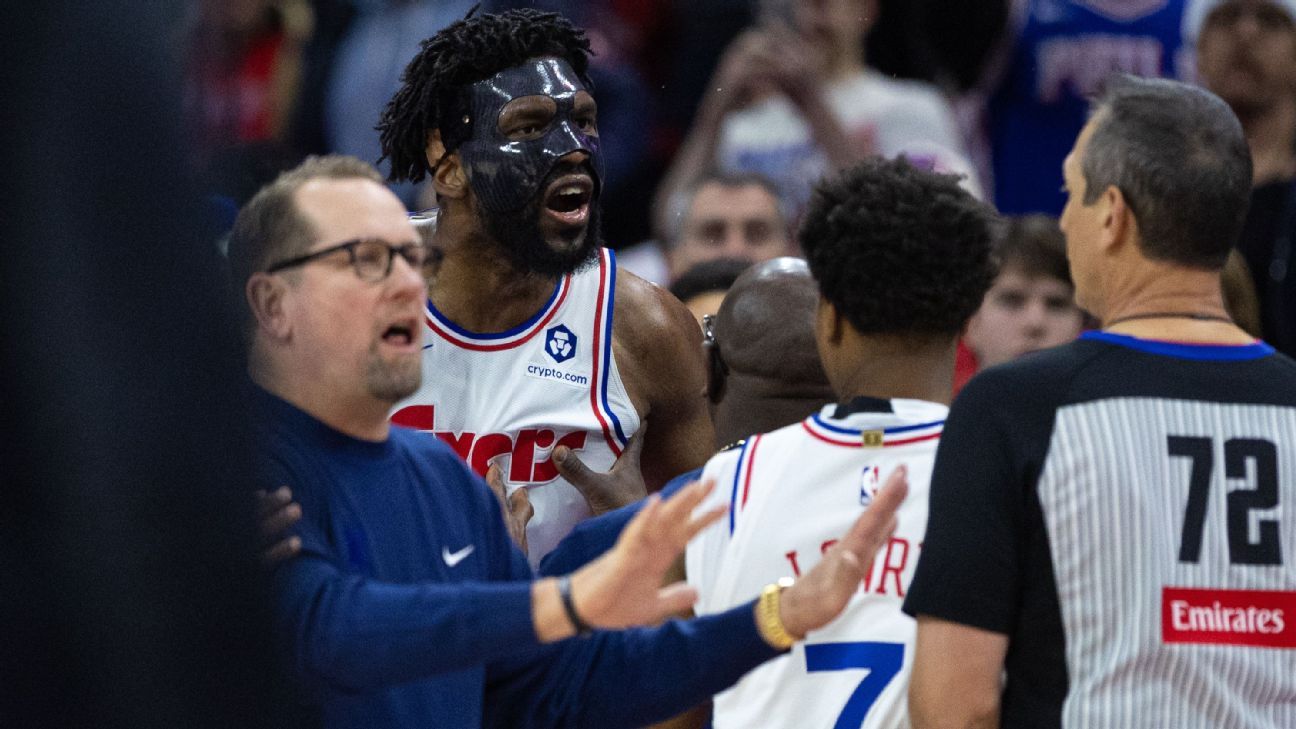 Joel Embiid ejected in chaotic first half of 76ers' win vs. Spurs