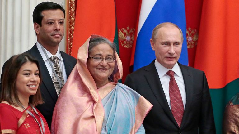 File pic: AP

Russian President Vladimir Putin, third right, and Bangladesh Prime Minister Sheikh Hasina, third left, attend a signing ceremony in the Kremlin in Moscow, Russia, Tuesday, Jan. 15, 2013. Russian news agencies report that Moscow will lend Bangladesh a total of $1.5 billion to help finance the building of nuclear power station and buy Russian arms. (AP Photo/Mikhail Metzel, Pool)