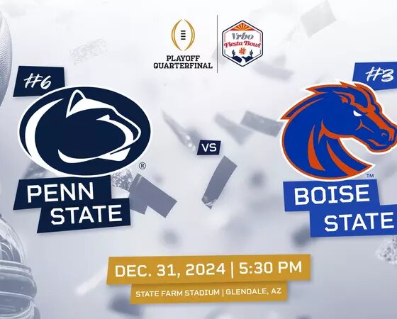 No. 6 Penn State Heading to College Football Playoff Quarterfinal at the Vrbo Fiesta Bowl to Face No. 3 Boise State