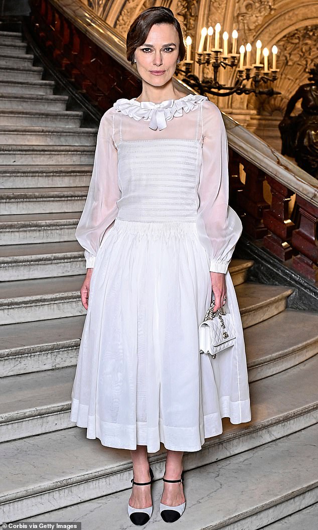 Actress Keira Knightley at the Chanel Haute Couture show at Paris Fashion Week in June