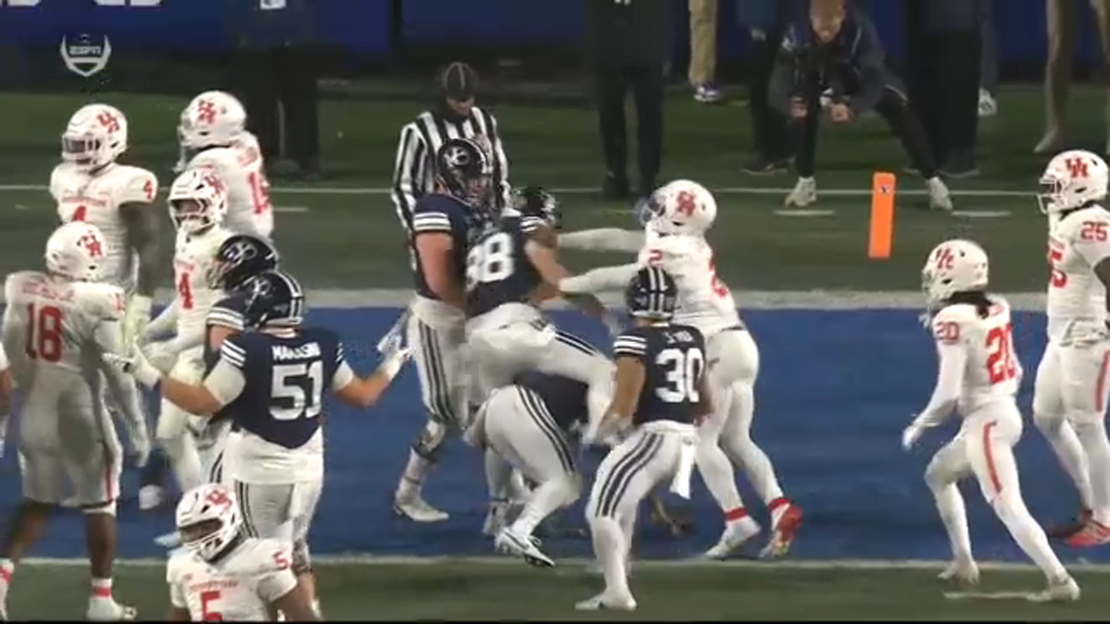 University of Houston football season ends to BYU; 2 players ejected after fight breaks out in the end zone