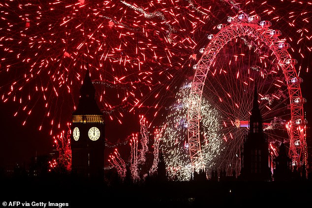 LONDON: Fireworks explode in the sky around the London Eye and The Elizabeth Tower, commonly known by the name of the clock's bell, 