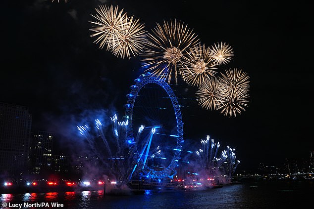 London Eye in central London during the New Year celebration