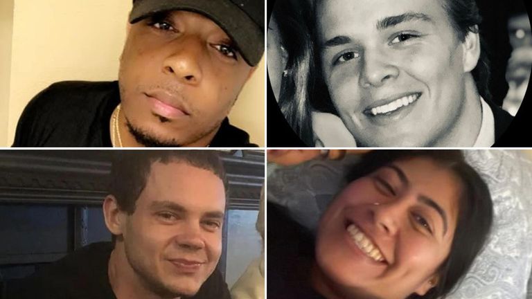 Victims of the New Orleans attack, clockwise from top left: Reggie Hunter, Martin 'Tiger' Bech, Nicole Perez and Matthew Tenedorio