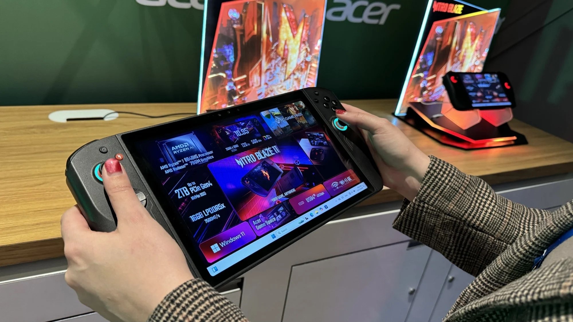 Acer's Nitro Blaze 11 held in two hands at CES.