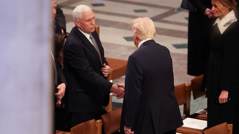 Former Vice President Mike Pence shakes hands with U.S. President-elect Donald Trump.
Pic: Reuters