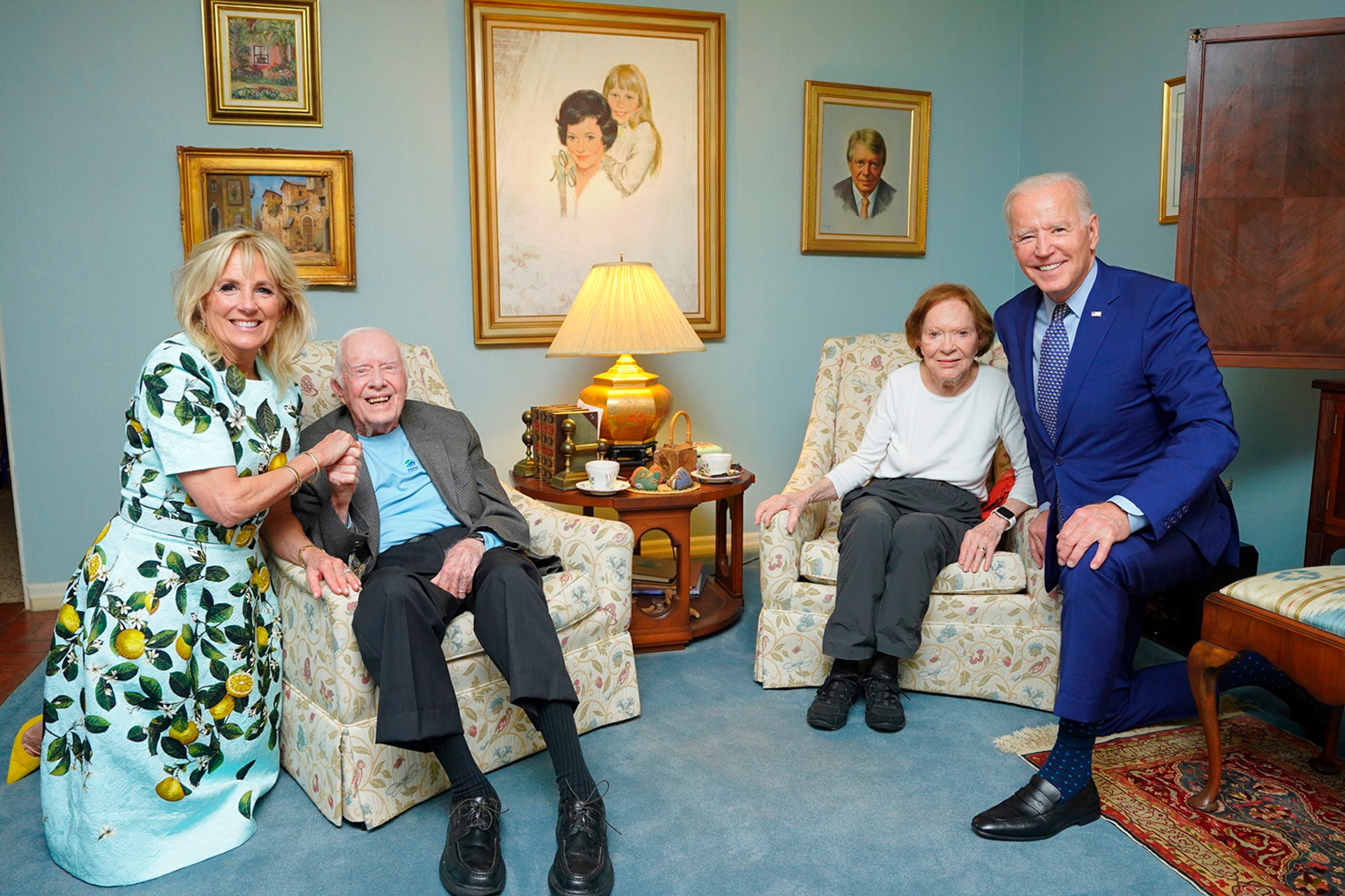 The Bidens and Carters are pictured in this 2021 file photo