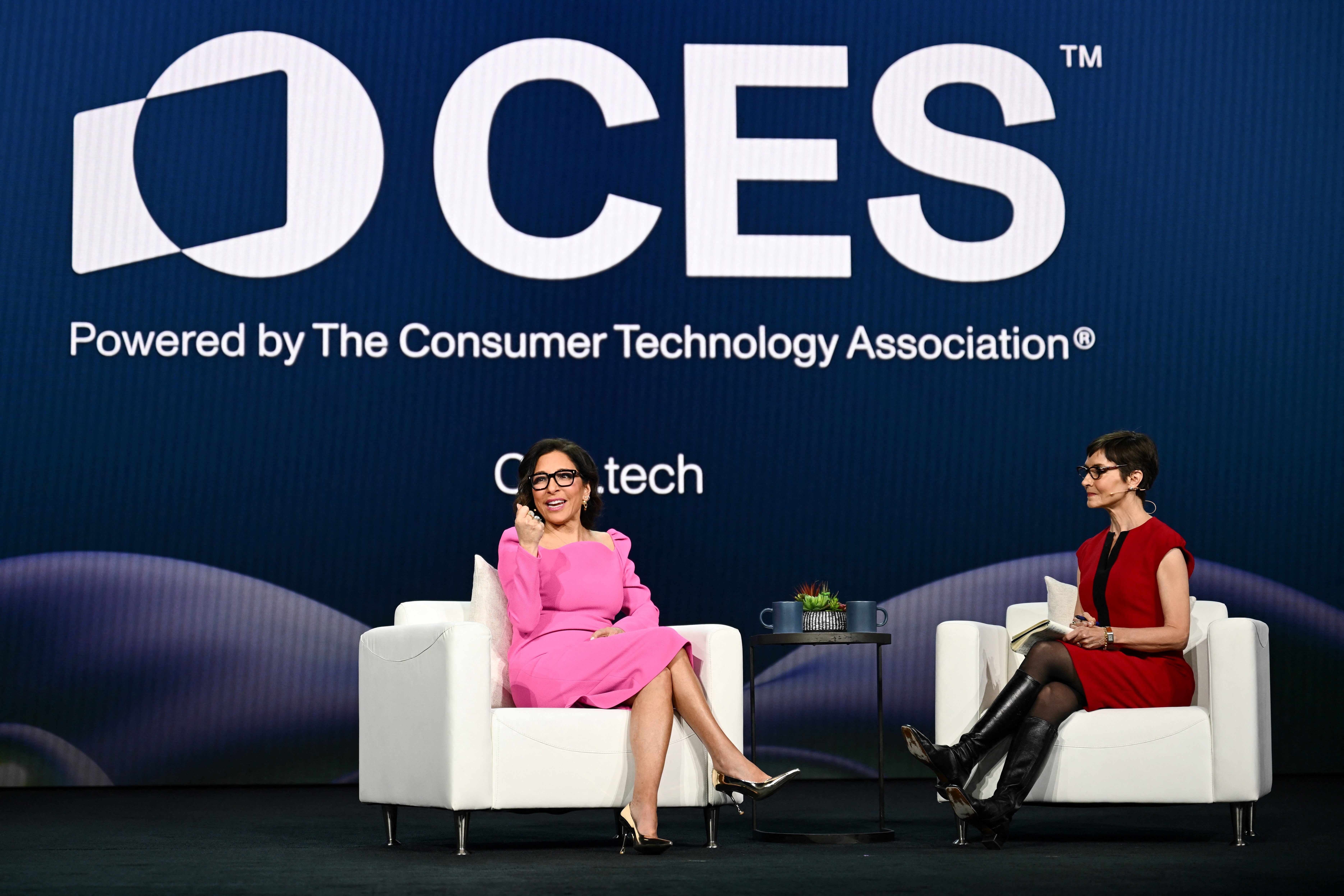 Linda Yaccarino, CEO of X Corp., formerly Twitter, speaks with Catherine Herridge during a keynote at the Consumer Electronics Show (CES) in Las Vegas, Nevada, on January 7, 2025